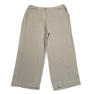 Eileen Fisher Pants Womens Medium Tan Rustic Cotton Momen Linen Cropped System